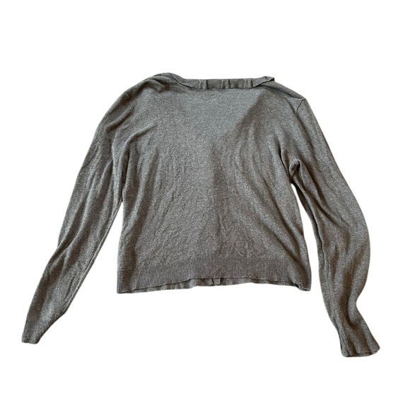 Kenneth Cole Reaction Cardigan/Sweater With Ruffled Neckline Size Large Gray - Picture 12 of 13